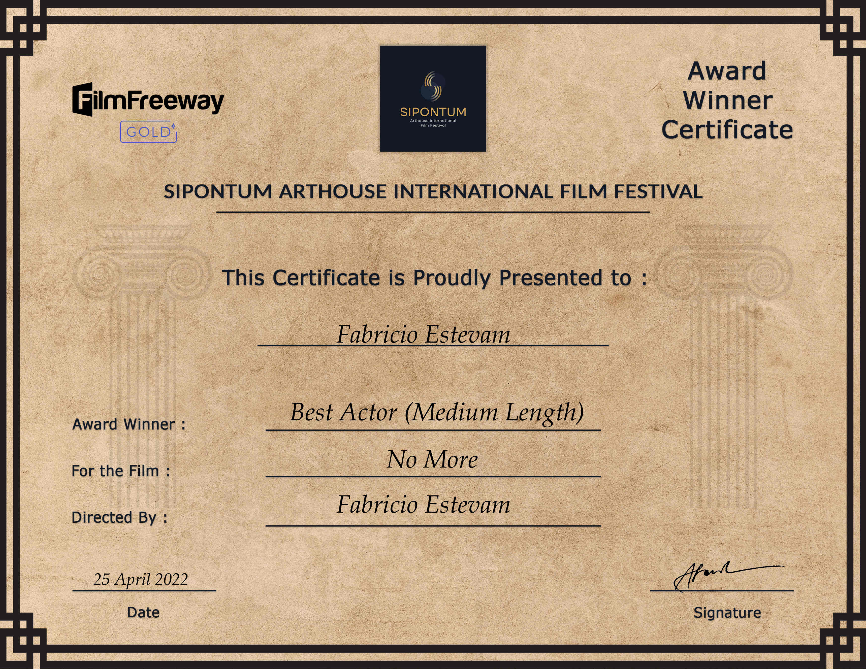 SAIFF Certificate
